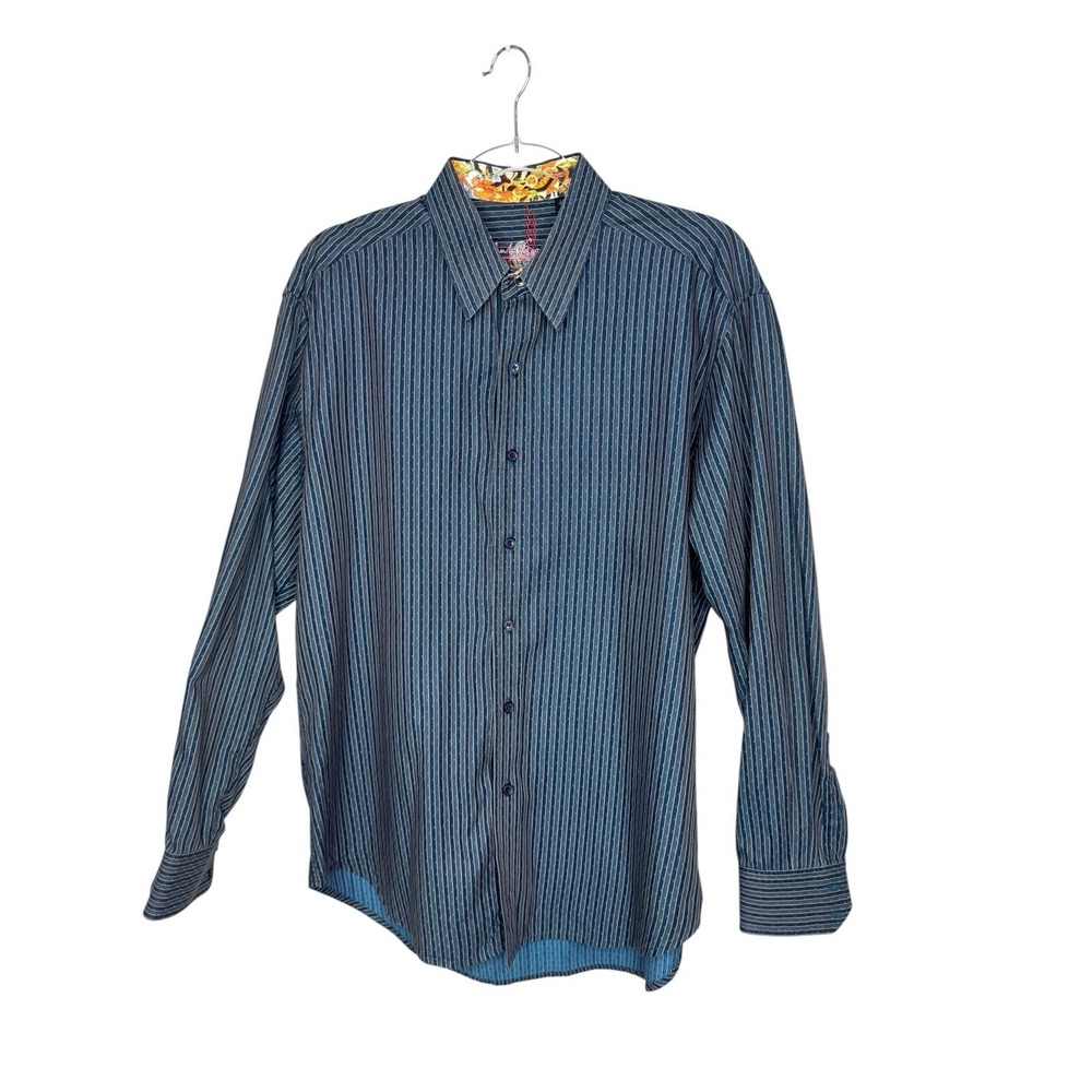 Robert Graham Striped Flip Cuff Shirt Button Down Men's L